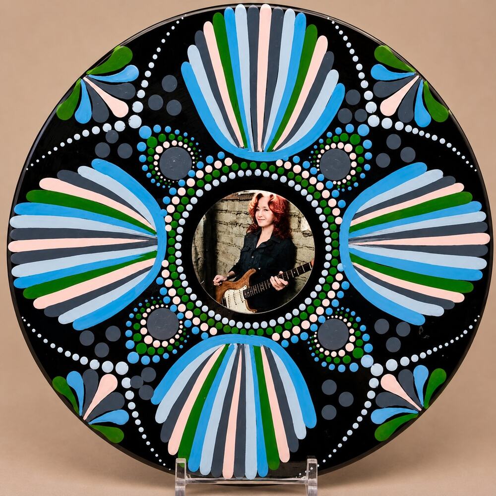 Bonnie Raitt Hand Painted 10" Vinyl Record Mandala Wall Art Music Decor